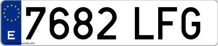 Ejemplo de matrícula española 7682 LFG