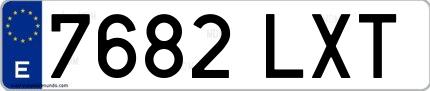 Ejemplo de matrícula española 7682 LXT