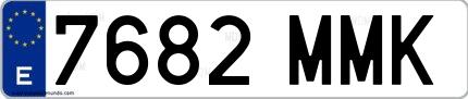 Ejemplo de matrícula española 7682 MMK