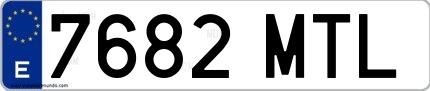 Ejemplo de matrícula española 7682 MTL