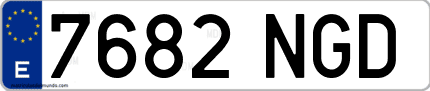 Ejemplo de matrícula de coche ordinaria 7682 NGD