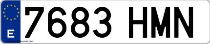Ejemplo de matrícula española 7683 HMN