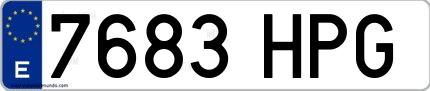 Ejemplo de matrícula española 7683 HPG