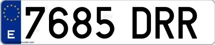 Ejemplo de matrícula de coche ordinaria 7685 DRR