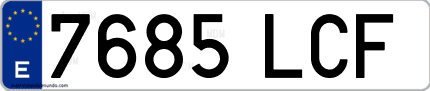 Ejemplo de matrícula de coche ordinaria 7685 LCF