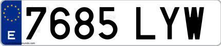 Ejemplo de matrícula española 7685 LYW
