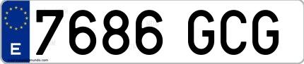Ejemplo de matrícula de coche ordinaria 7686 GCG