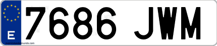 Ejemplo de matrícula de coche ordinaria 7686 JWM