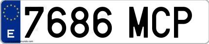 Ejemplo de matrícula española 7686 MCP