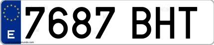 Ejemplo de matrícula española 7687 BHT