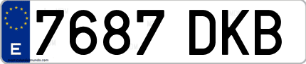 Ejemplo de matrícula de coche ordinaria 7687 DKB