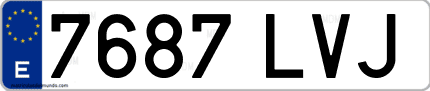 Ejemplo de matrícula de coche ordinaria 7687 LVJ