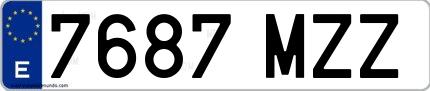 Ejemplo de matrícula española 7687 MZZ
