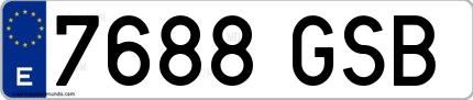 Ejemplo de matrícula española 7688 GSB