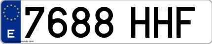 Ejemplo de matrícula española 7688 HHF
