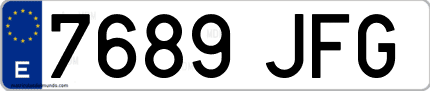 Ejemplo de matrícula de coche ordinaria 7689 JFG