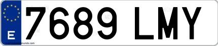 Ejemplo de matrícula española 7689 LMY