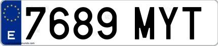Ejemplo de matrícula española 7689 MYT