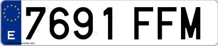 Ejemplo de matrícula española 7691 FFM