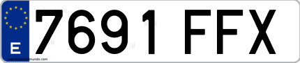 Ejemplo de matrícula de coche ordinaria 7691 FFX