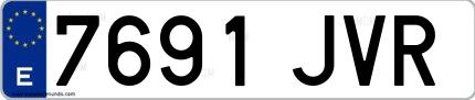 Ejemplo de matrícula española 7691 JVR