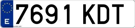Ejemplo de matrícula española 7691 KDT