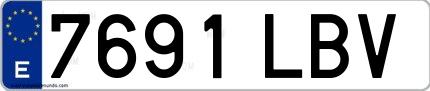 Ejemplo de matrícula española 7691 LBV