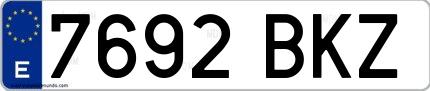 Ejemplo de matrícula española 7692 BKZ