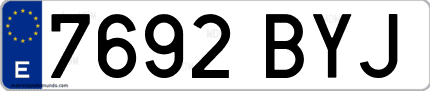 Ejemplo de matrícula de coche ordinaria 7692 BYJ
