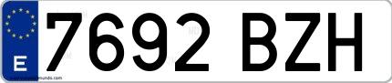 Ejemplo de matrícula española 7692 BZH