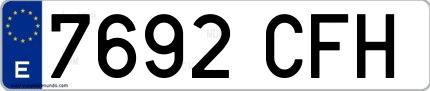 Ejemplo de matrícula española 7692 CFH