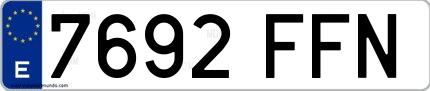Ejemplo de matrícula española 7692 FFN