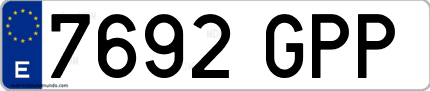 Ejemplo de matrícula de coche ordinaria 7692 GPP