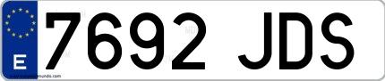 Ejemplo de matrícula española 7692 JDS