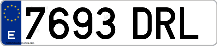 Ejemplo de matrícula de coche ordinaria 7693 DRL