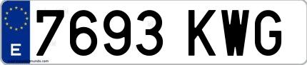 Ejemplo de matrícula española 7693 KWG