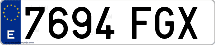 Ejemplo de matrícula de coche ordinaria 7694 FGX