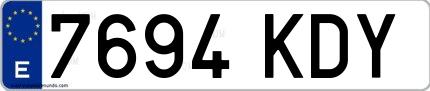 Ejemplo de matrícula española 7694 KDY