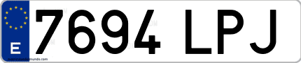 Ejemplo de matrícula de coche ordinaria 7694 LPJ