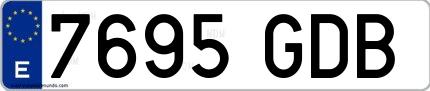 Ejemplo de matrícula española 7695 GDB