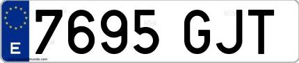 Ejemplo de matrícula española 7695 GJT