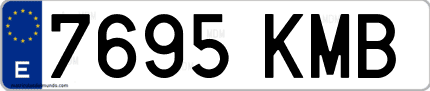 Ejemplo de matrícula de coche ordinaria 7695 KMB