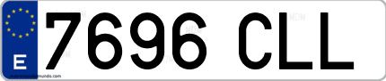 Ejemplo de matrícula de coche ordinaria 7696 CLL