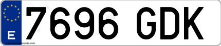 Ejemplo de matrícula de coche ordinaria 7696 GDK