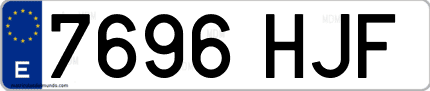 Ejemplo de matrícula de coche ordinaria 7696 HJF