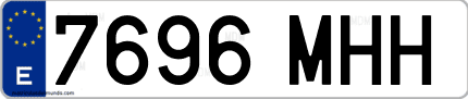 Ejemplo de matrícula de coche ordinaria 7696 MHH