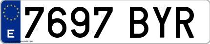 Ejemplo de matrícula española 7697 BYR