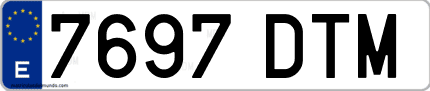 Ejemplo de matrícula de coche ordinaria 7697 DTM