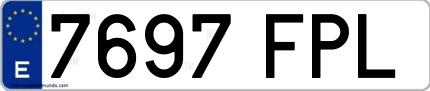 Ejemplo de matrícula española 7697 FPL