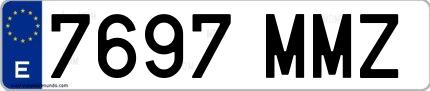 Ejemplo de matrícula española 7697 MMZ